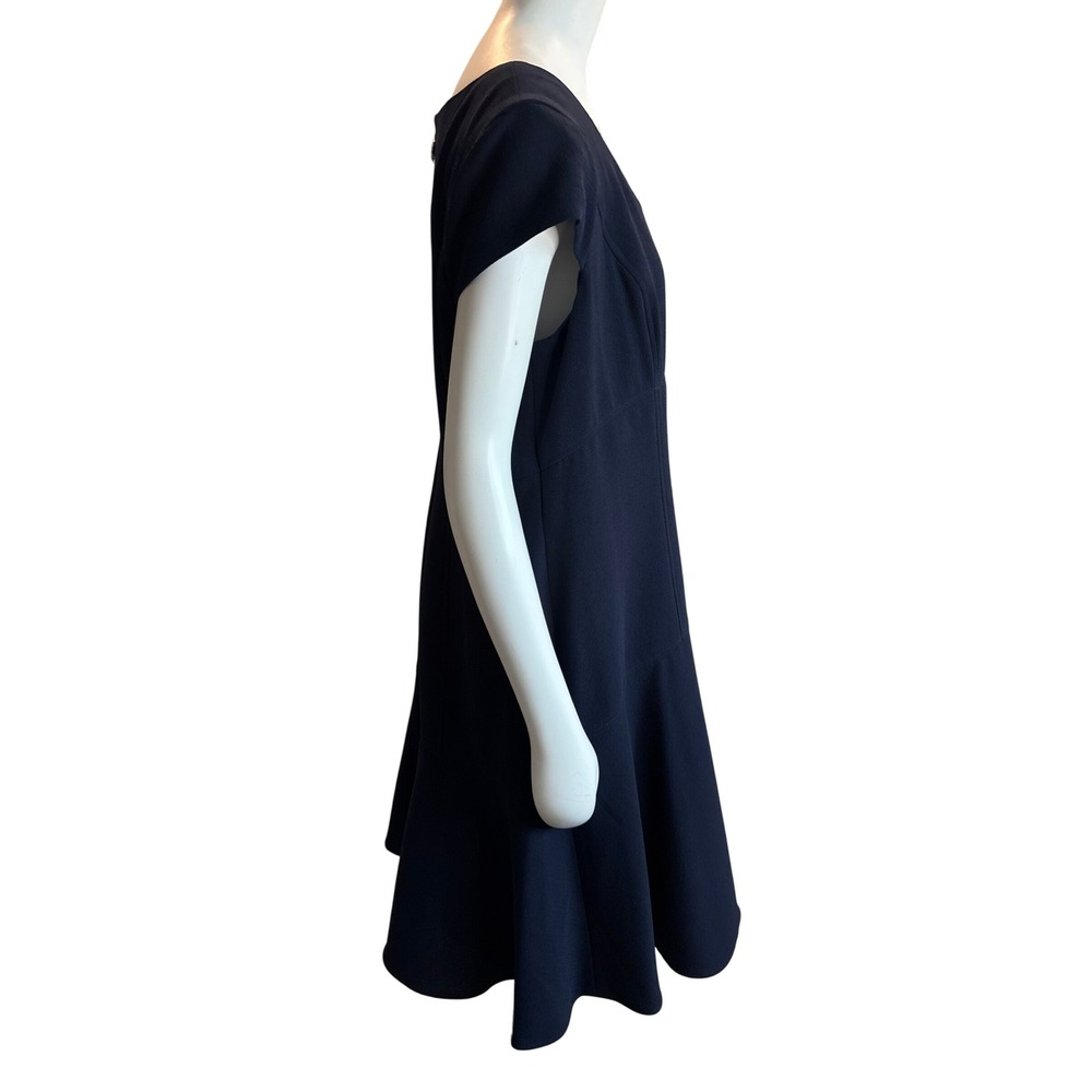 Anne Klein Navy Blue Crepe Fit and Flare Cap Sleeve Dress Size 16 - Picture 7 of 10